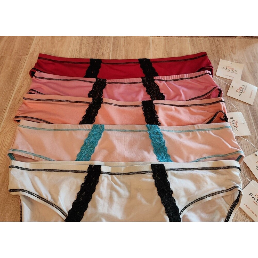 Sexy Basics Women's Panties XL Lot of 5 Pairs Bikini Briefs Silky Smooth NWT